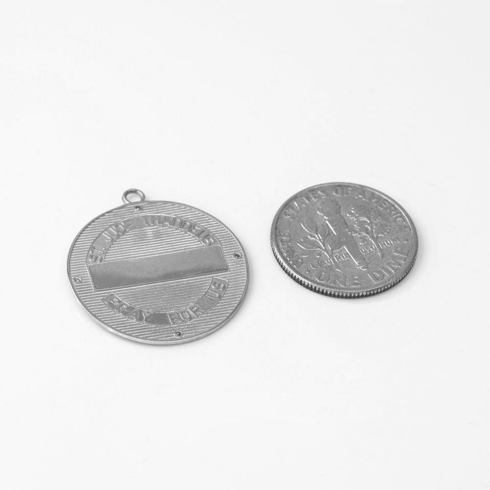Sterling Silver St Jude CZ Medal Pendant Necklace, view 3