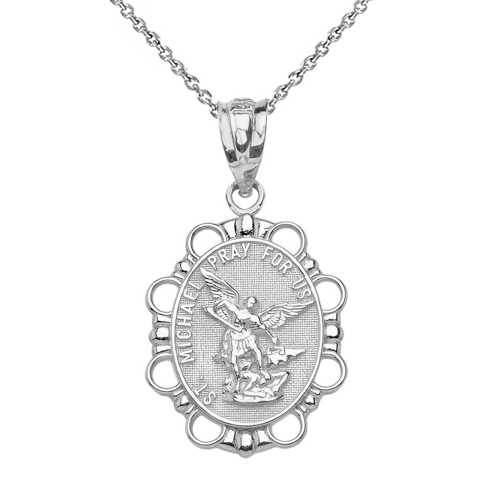 Sterling Silver St. Michael Pendant Necklace