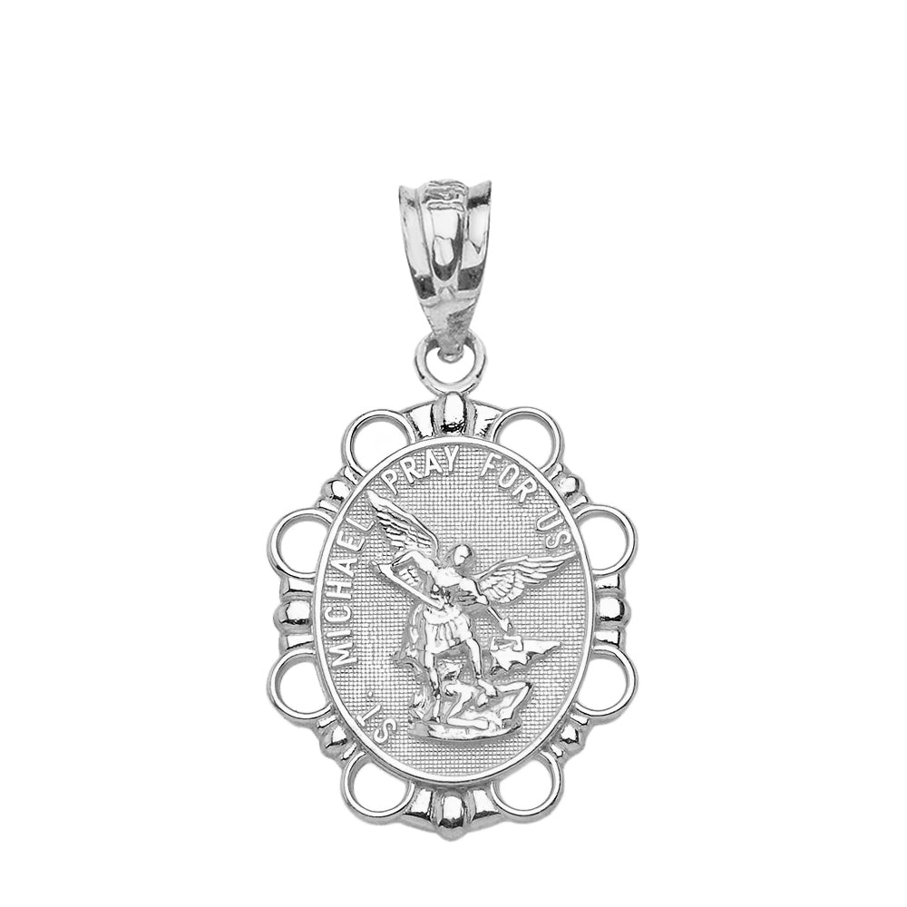 Sterling Silver St. Michael Pendant Necklace, view 2