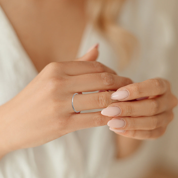 Sterling Silver Stackable Plain Wedding Band Ring, view 2