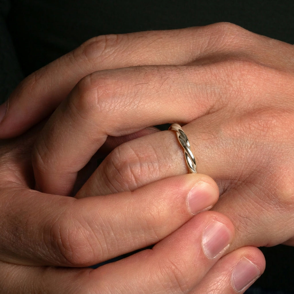 Sterling Silver Stackable Twist Eternity Ring, view 3