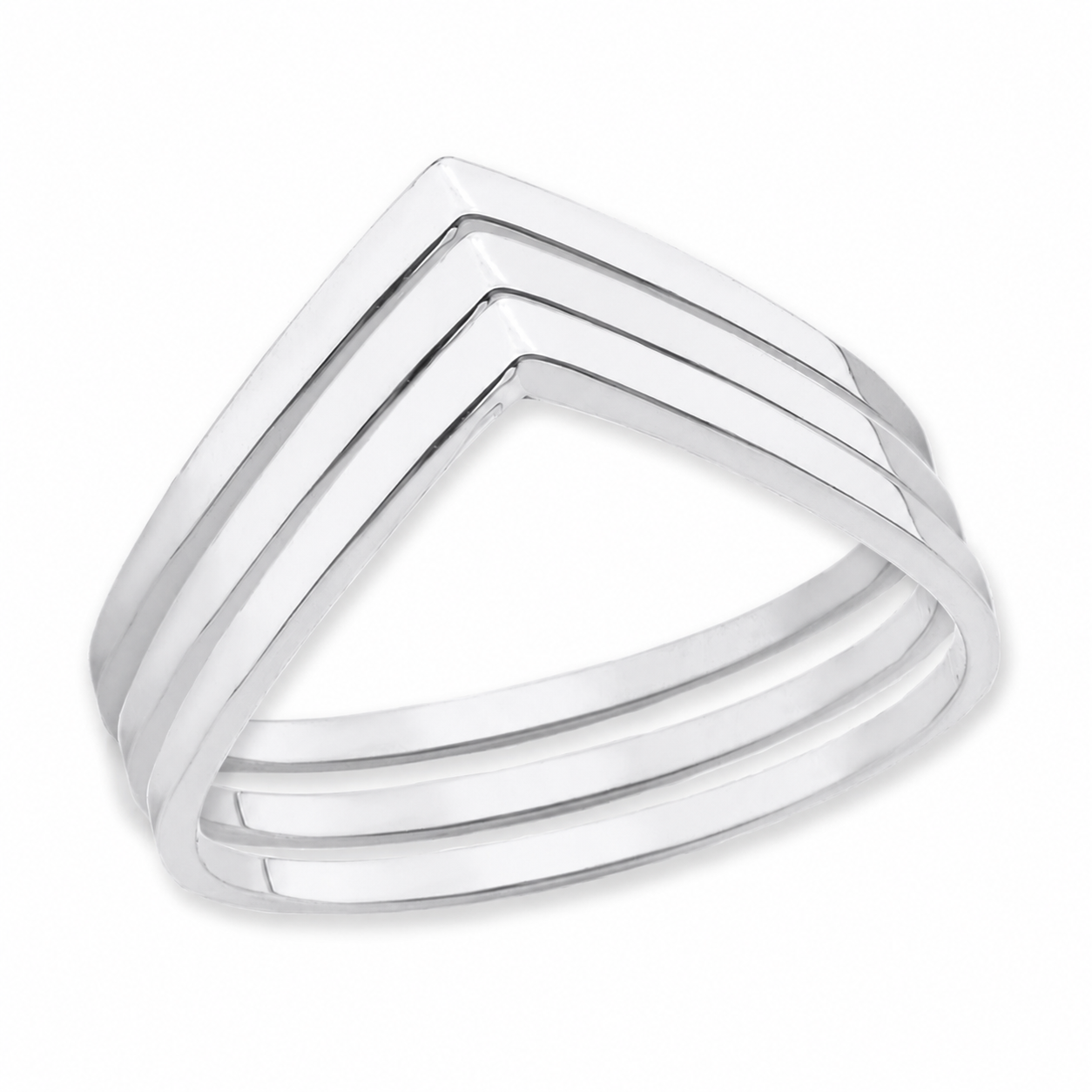 Sterling Silver Stackable V-Shape Chevron Ring, view 2