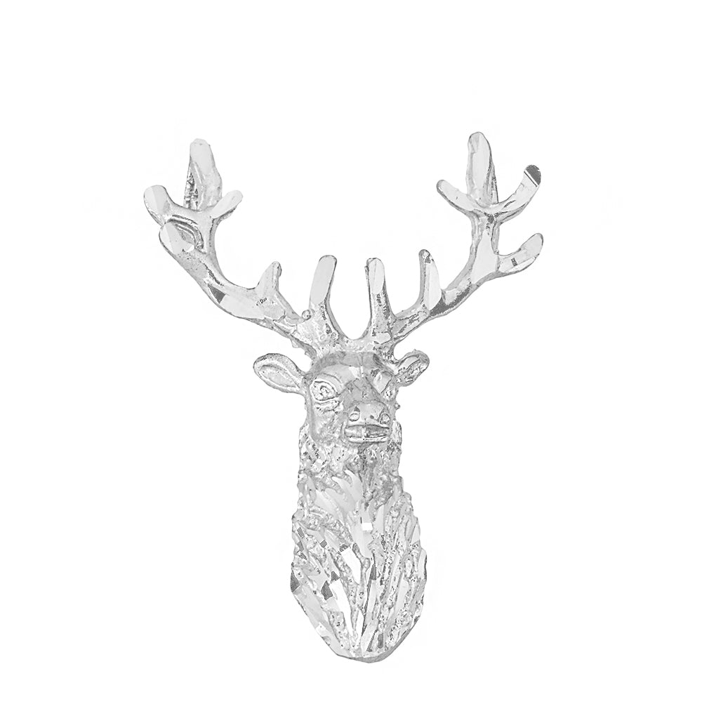 Sterling Silver Stag Deer Head Pendant Necklace, view 2