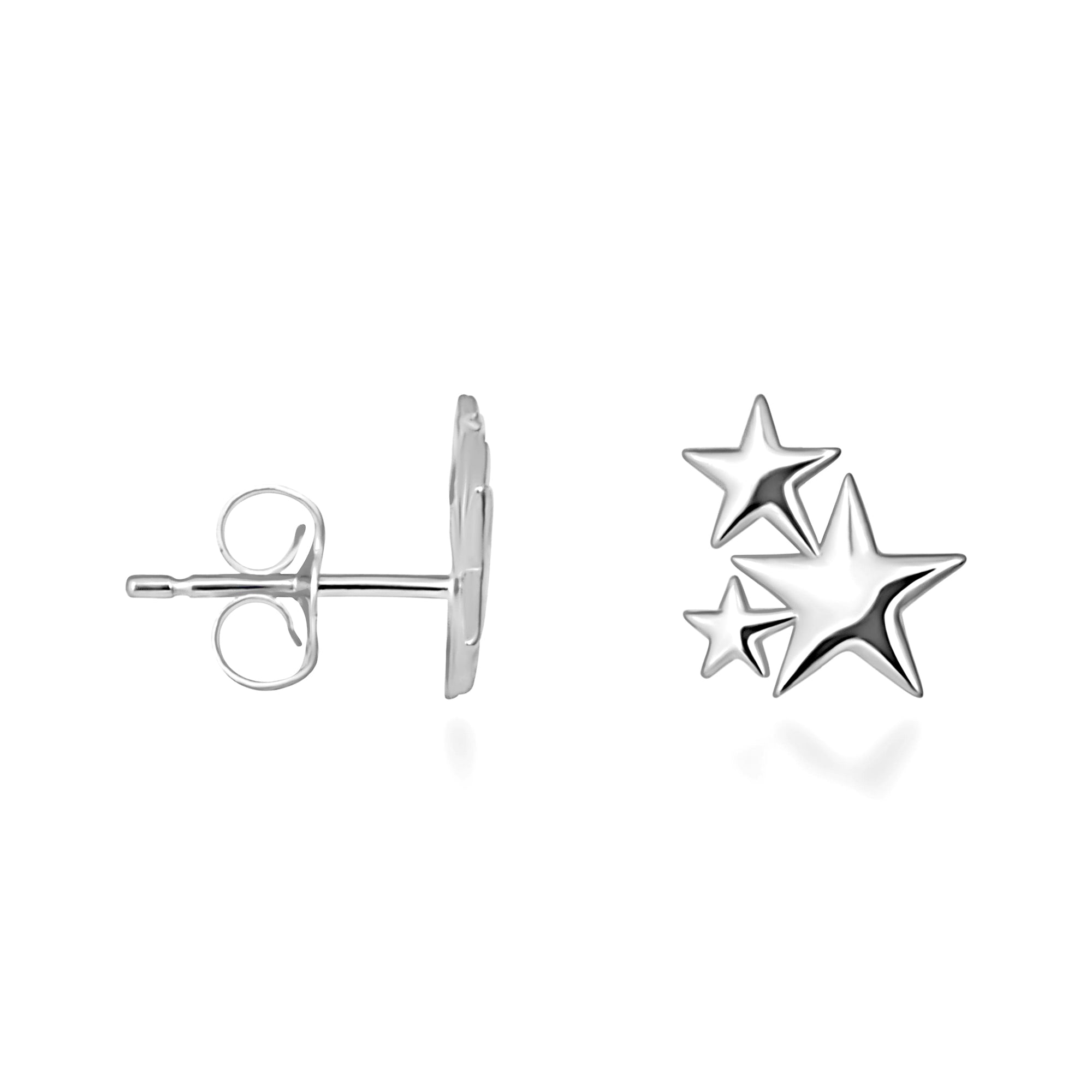 Sterling Silver Star Cluster Stud Earrings