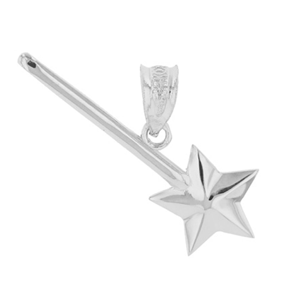 Sterling Silver Star Magical Wand Pendant Necklace, view 2