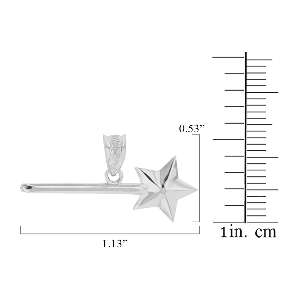 Sterling Silver Star Magical Wand Pendant Necklace, view 3