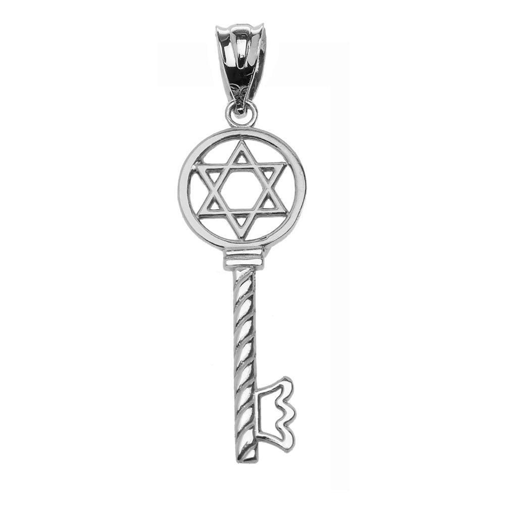 Sterling Silver Star of David Key Pendant Necklace, view 2