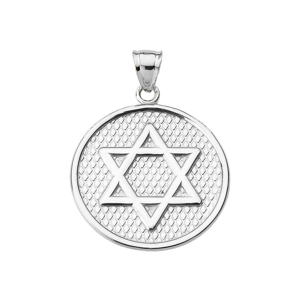 Sterling Silver Star of David Round Pendant Necklace, view 2