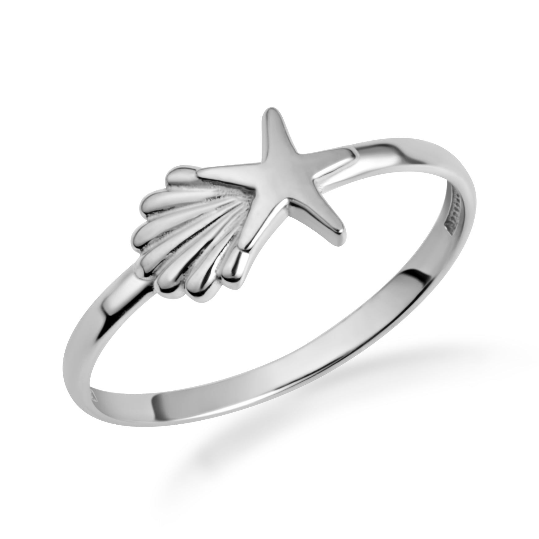 Sterling Silver Starfish & Seashell Beach Ring