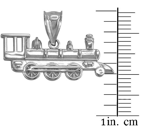 Sterling Silver Steam Train Pendant Necklace, view 2