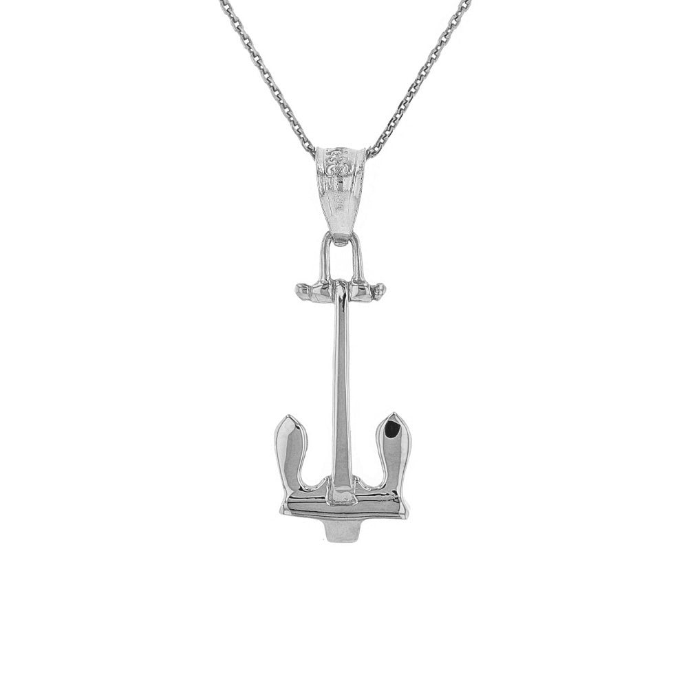 Sterling Silver Stockless Anchor Pendant Necklace
