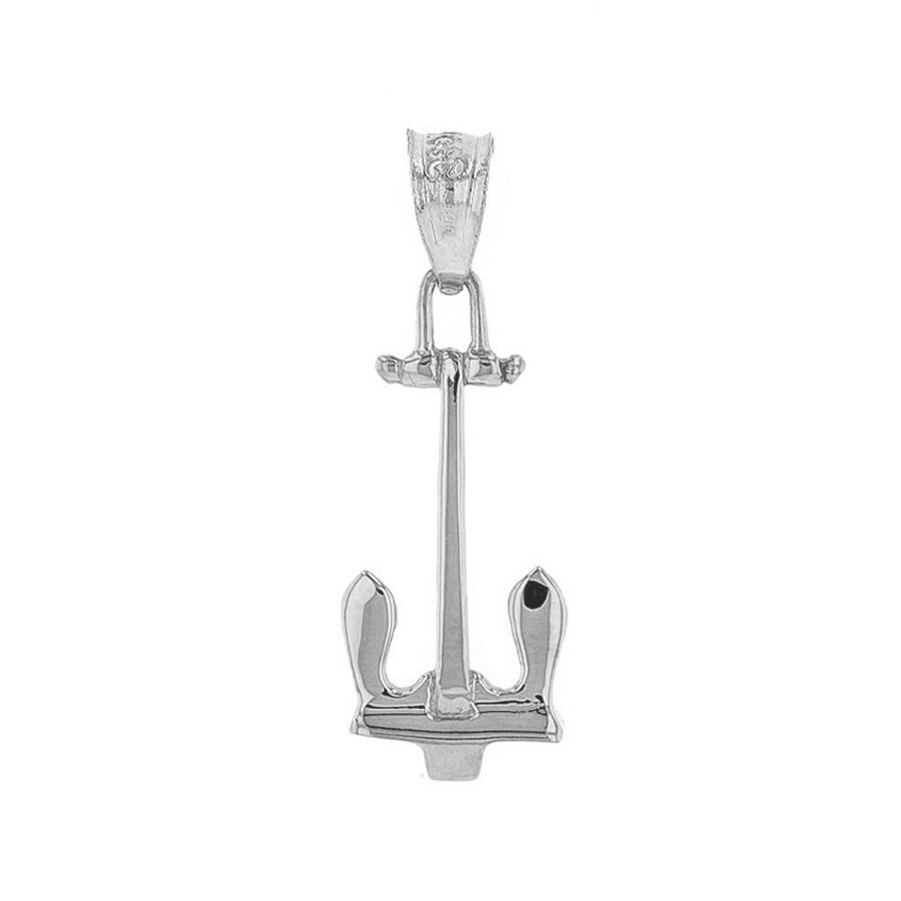 Sterling Silver Stockless Anchor Pendant Necklace, view 2