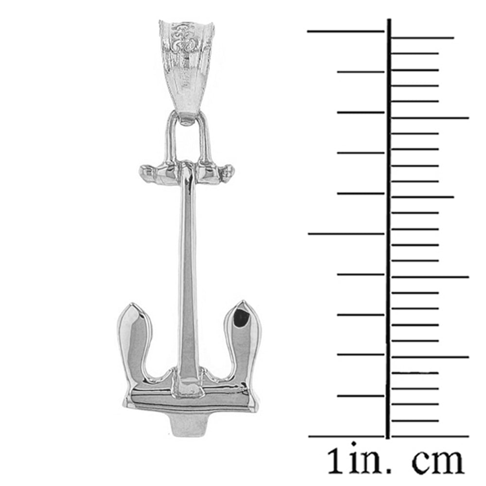 Sterling Silver Stockless Anchor Pendant Necklace, view 3