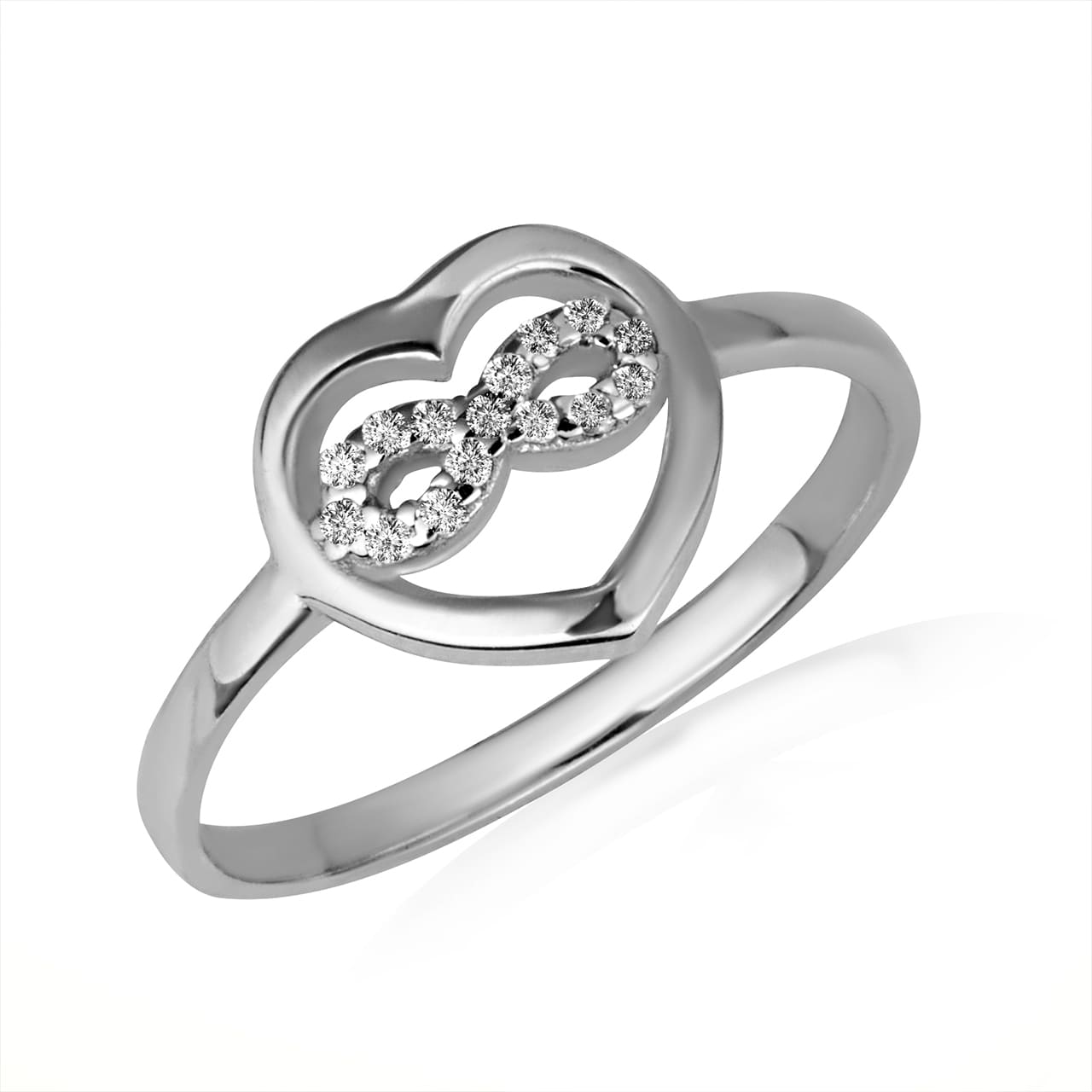 Sterling Silver Studded Infinity Heart Ring