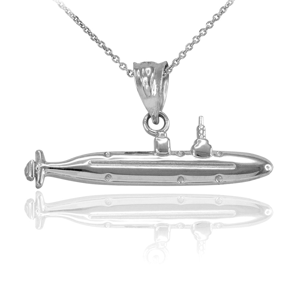 Sterling Silver Submarine Boat Pendant Necklace