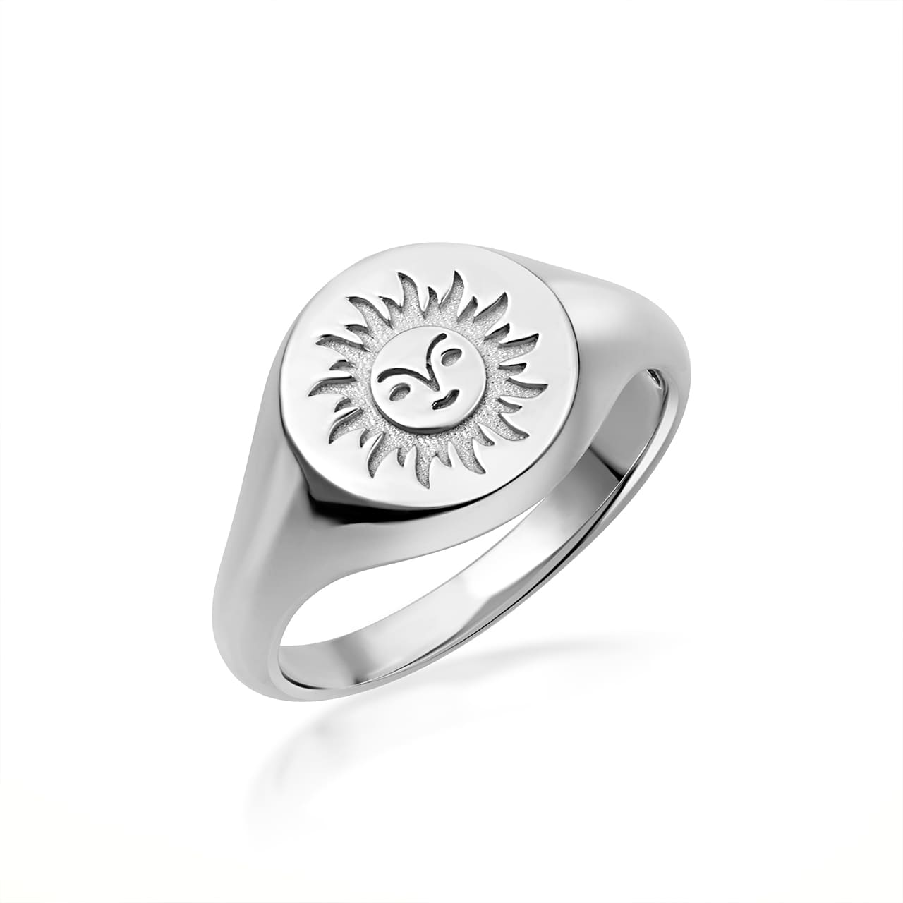 Sterling Silver Sun Face Signet Ring