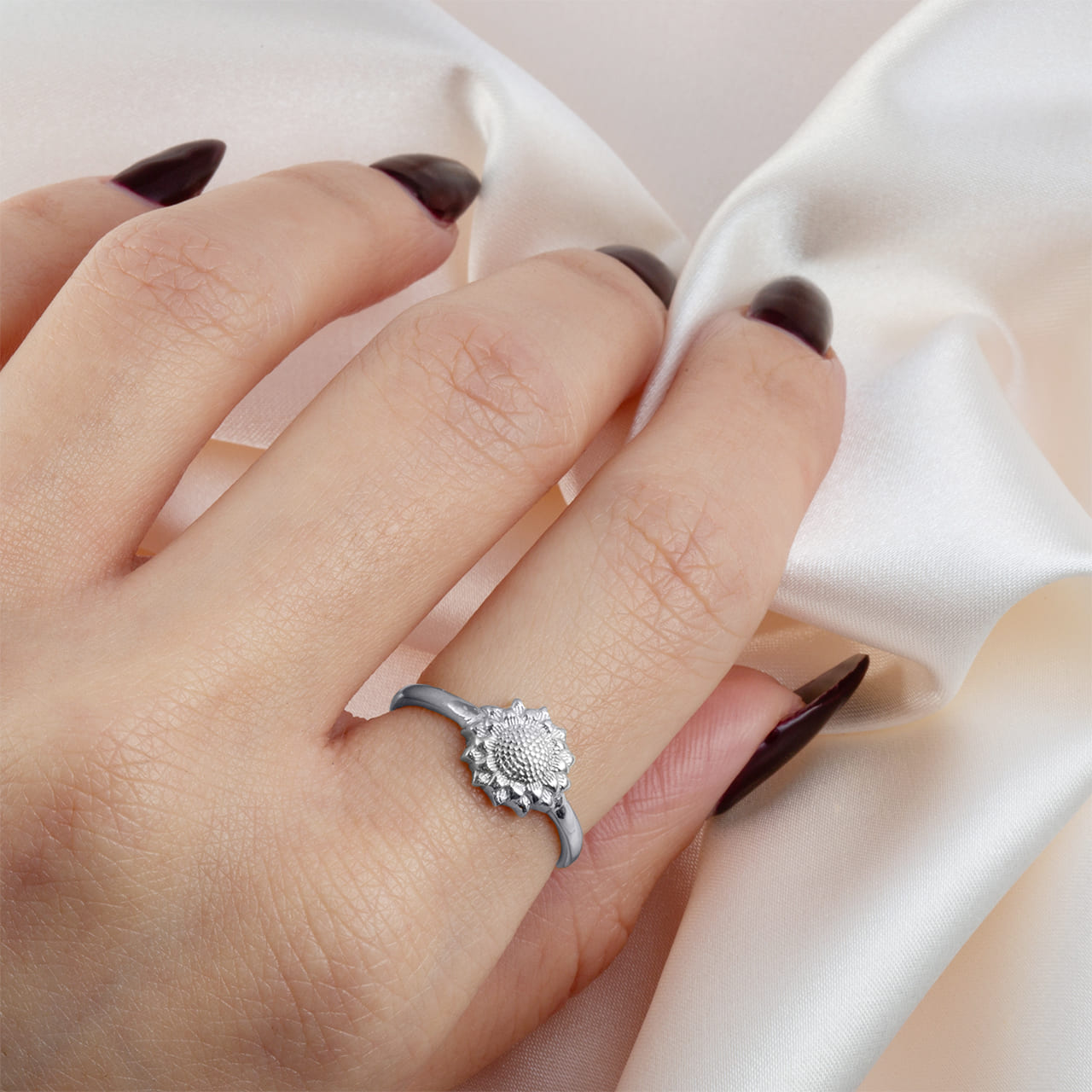 Sterling Silver Sunflower Ring, view 2
