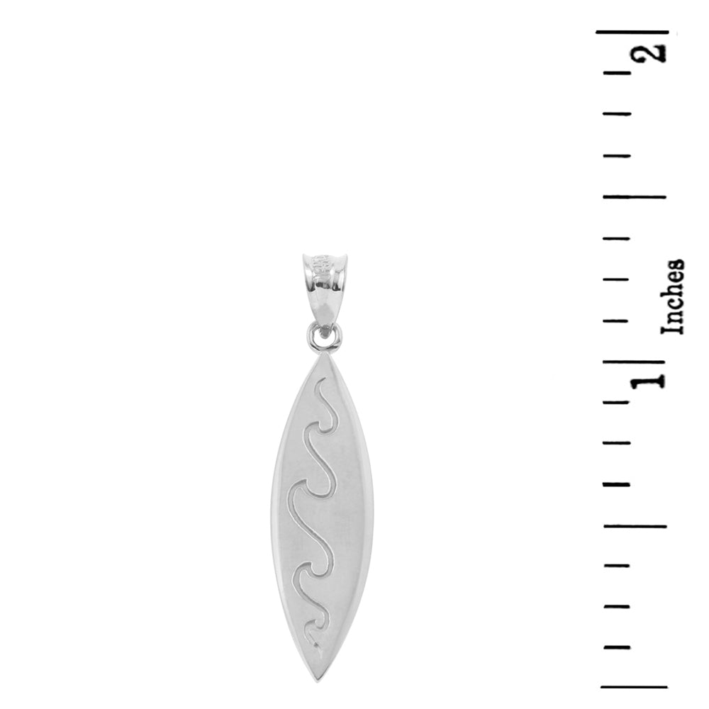 Sterling Silver Surfboard Waves Beach Bum Pendant Necklace, view 3