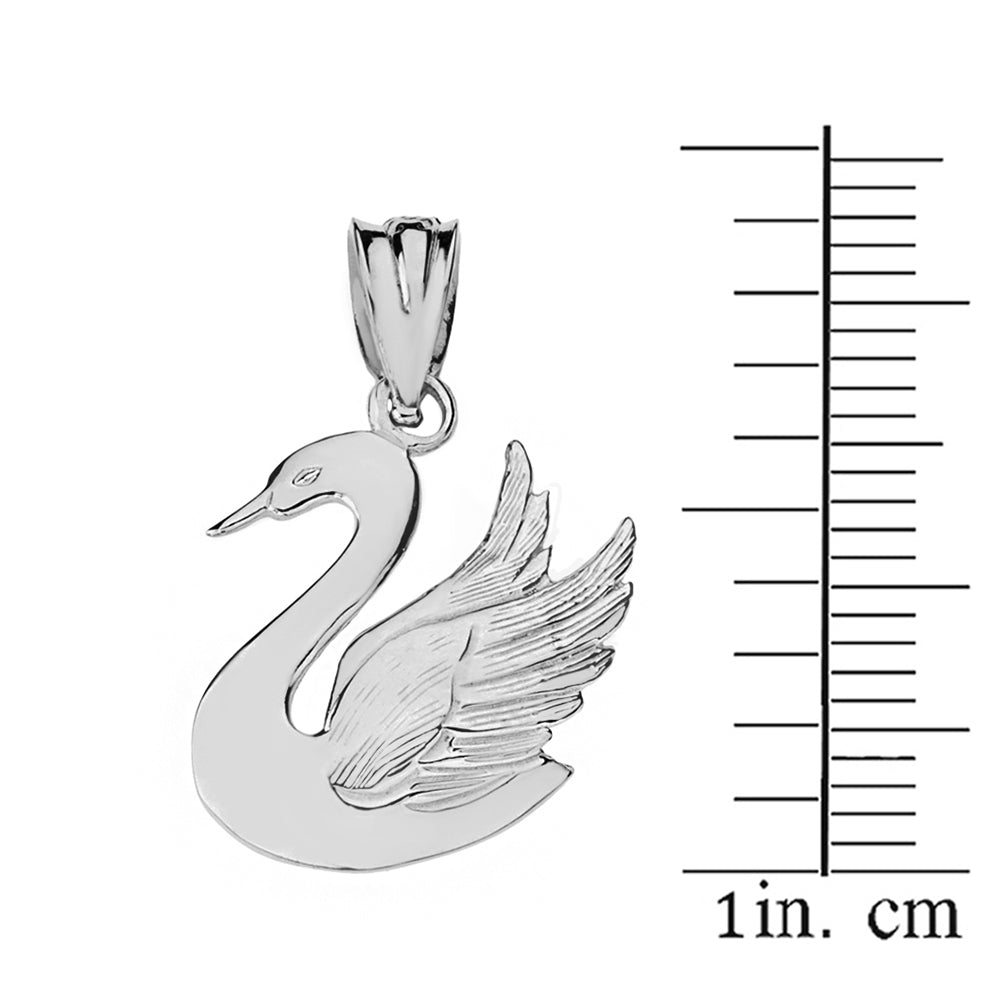 Sterling Silver Swan Pendant Necklace, view 3