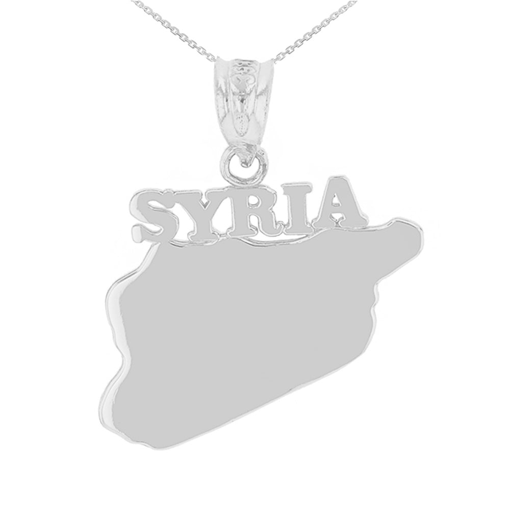 Sterling Silver Syria Country Pendant Necklace