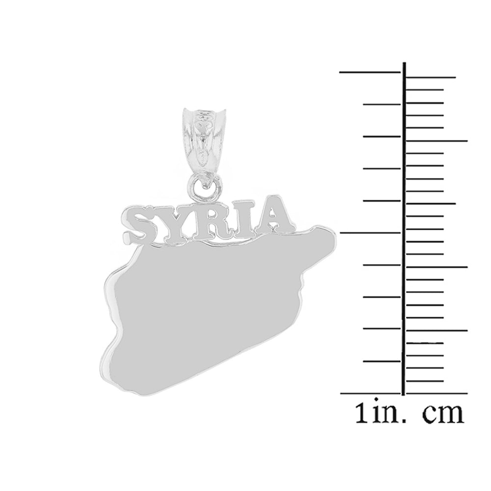 Sterling Silver Syria Country Pendant Necklace, view 2