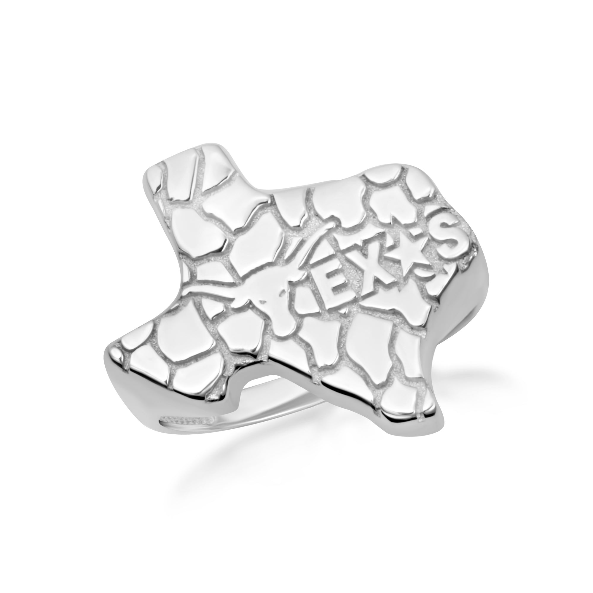 Sterling Silver Texas Lone Star State Longhorn Nugget Ring