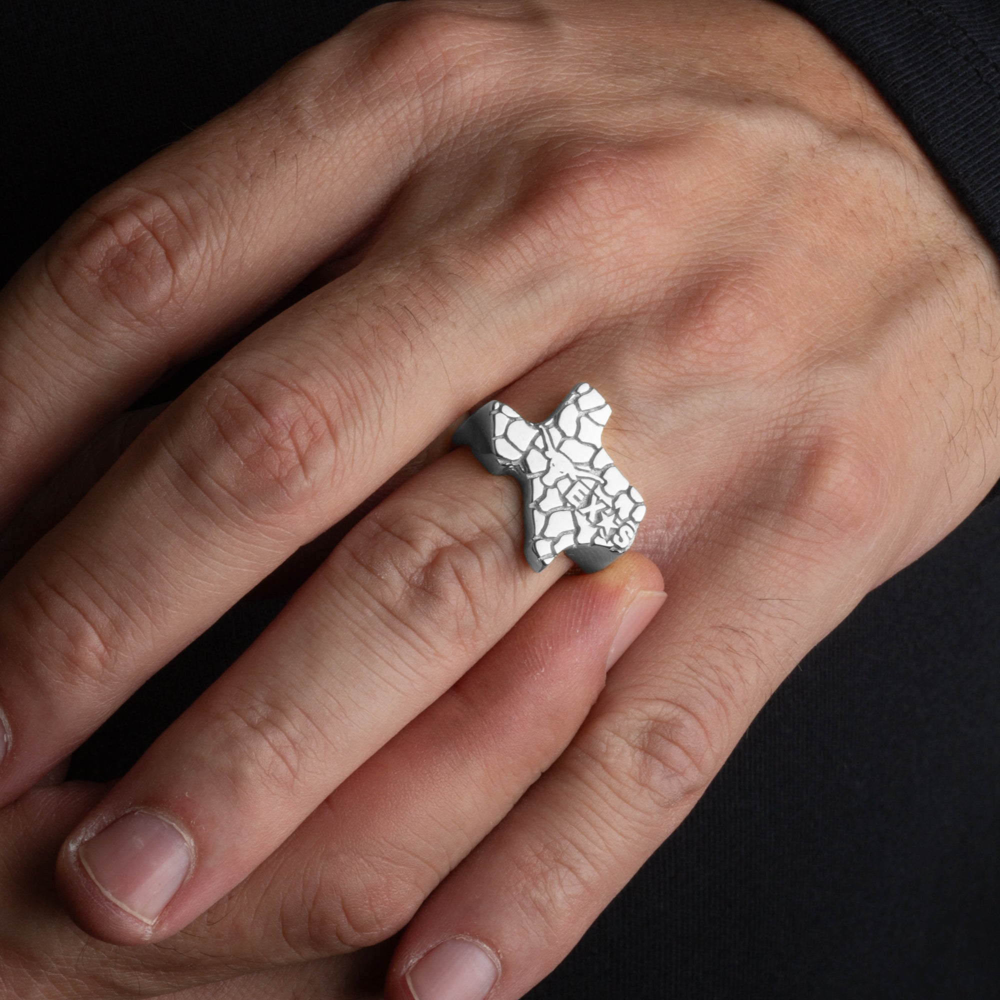 Sterling Silver Texas Lone Star State Longhorn Nugget Ring, view 2