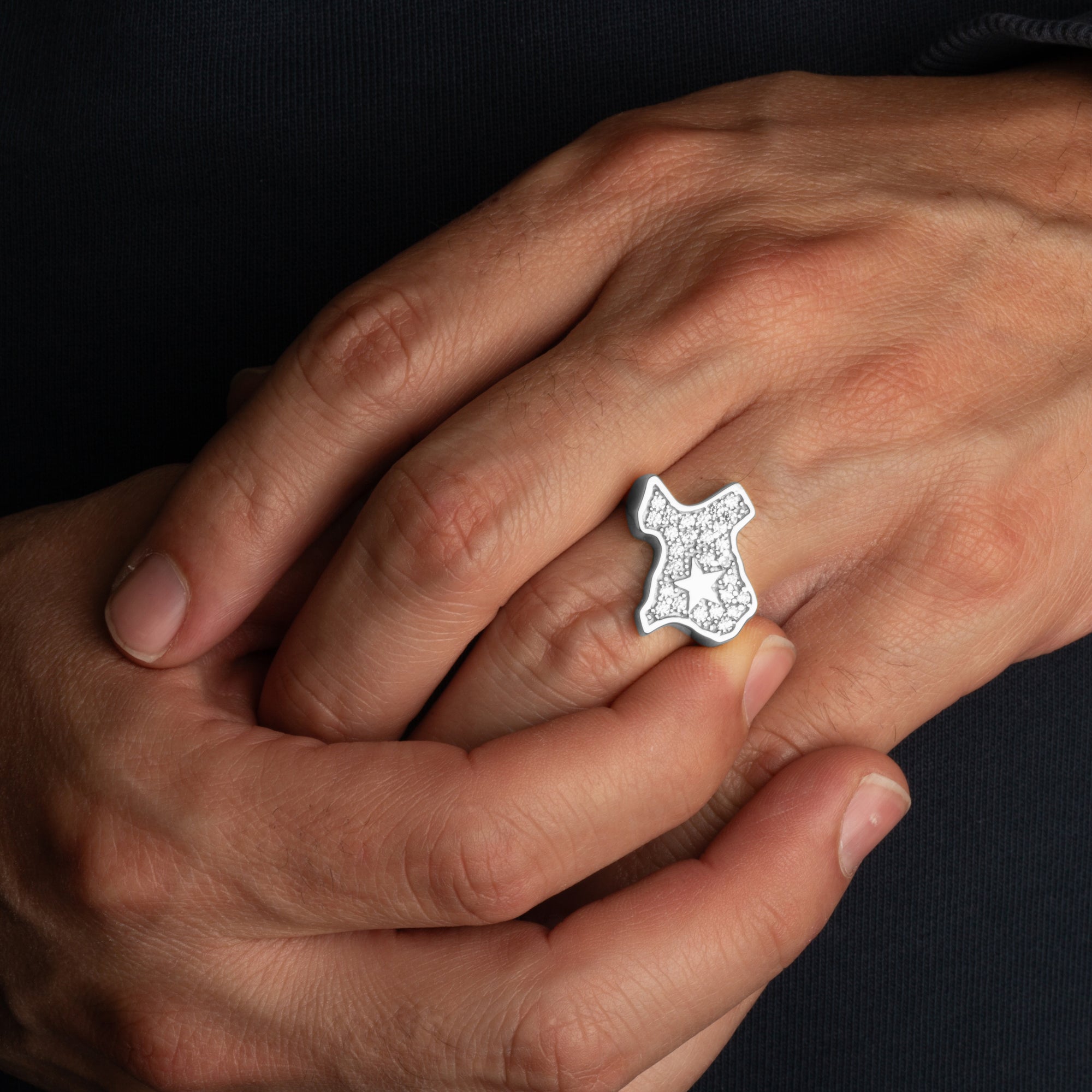 Sterling Silver Texas Lone Star State Map Cubic Zirconia Ring, view 2