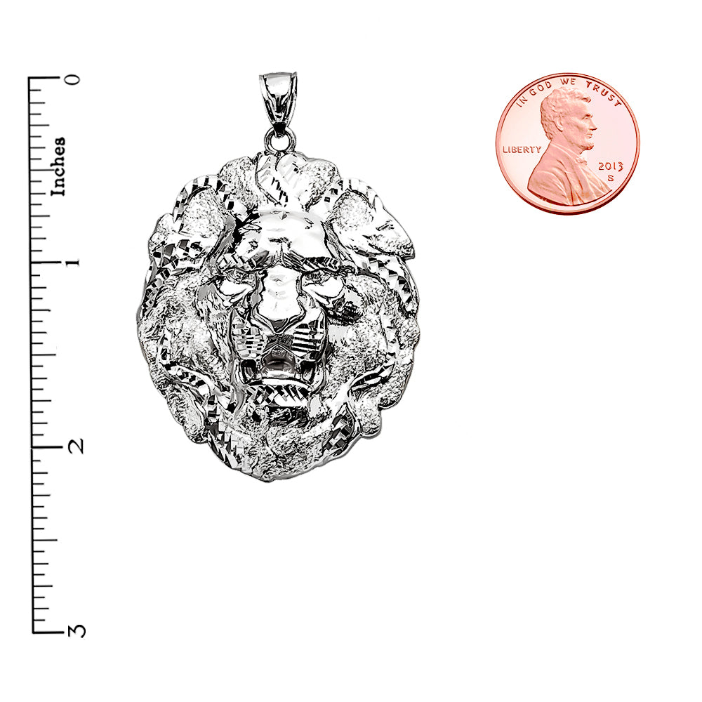 Sterling Silver Textured Lion Pendant, view 2