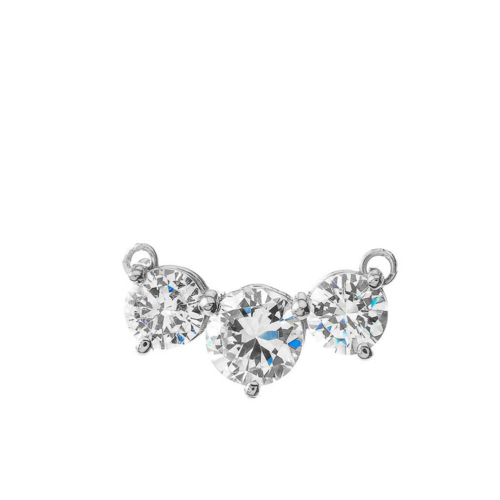 Sterling Silver Three Stone Necklace, view 2