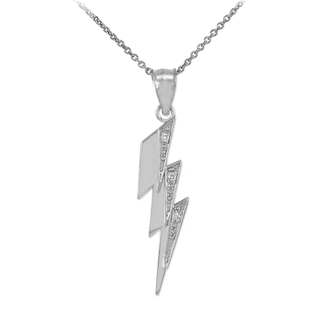 Sterling Silver Thunderbolt CZ Pendant Necklace