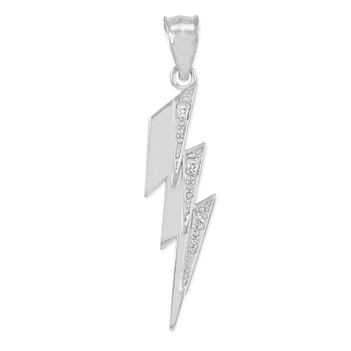 Sterling Silver Thunderbolt CZ Pendant Necklace, view 2