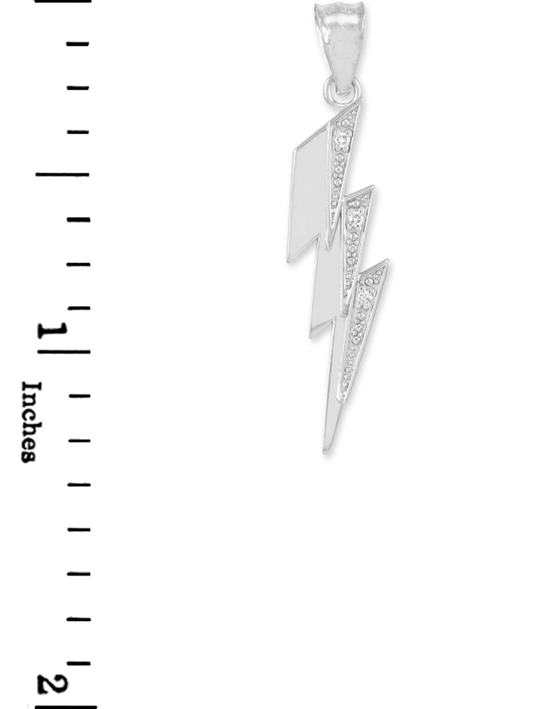 Sterling Silver Thunderbolt CZ Pendant Necklace, view 3