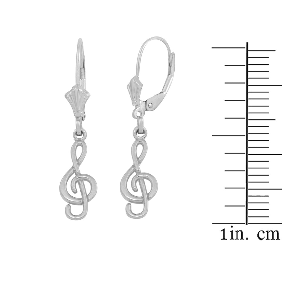 Sterling Silver Treble Clef Musical Symbol Earring Set, view 2