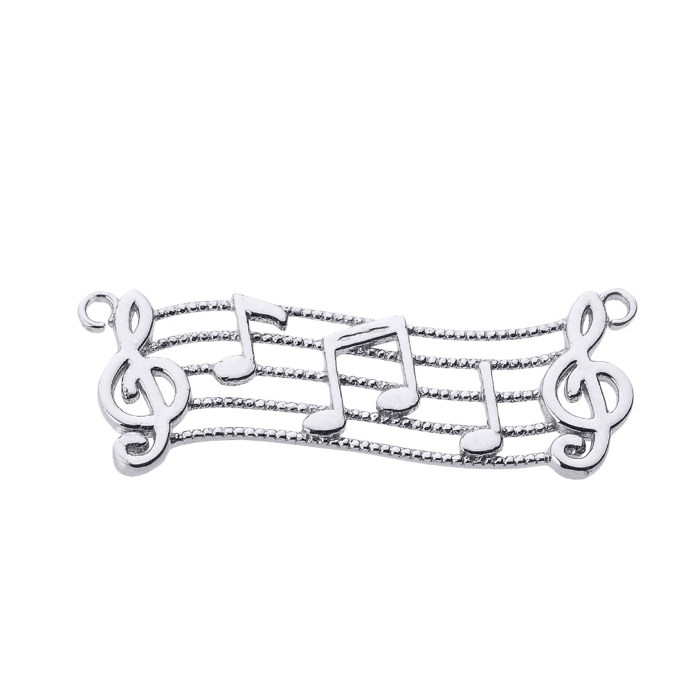 Sterling Silver Treble Clef with Musical Notes Pendant Necklace, view 2