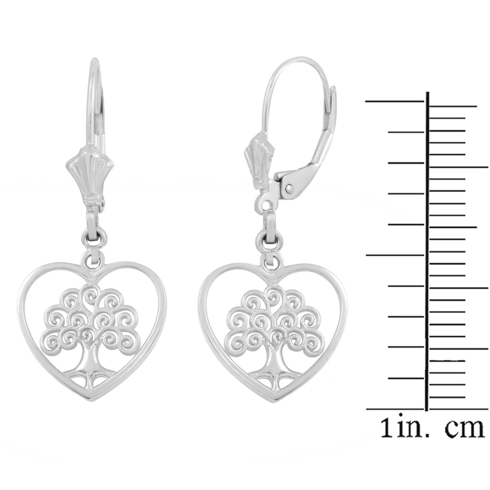 Sterling Silver Tree of Life Open Heart Filigree Earring Set, view 2