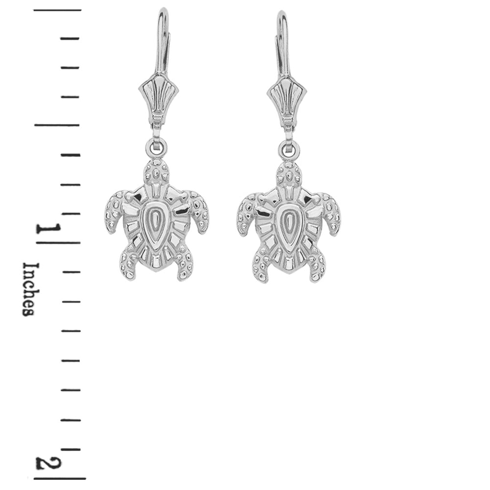 Sterling Silver Tribal Hawaiian Turtle Earrings, view 2