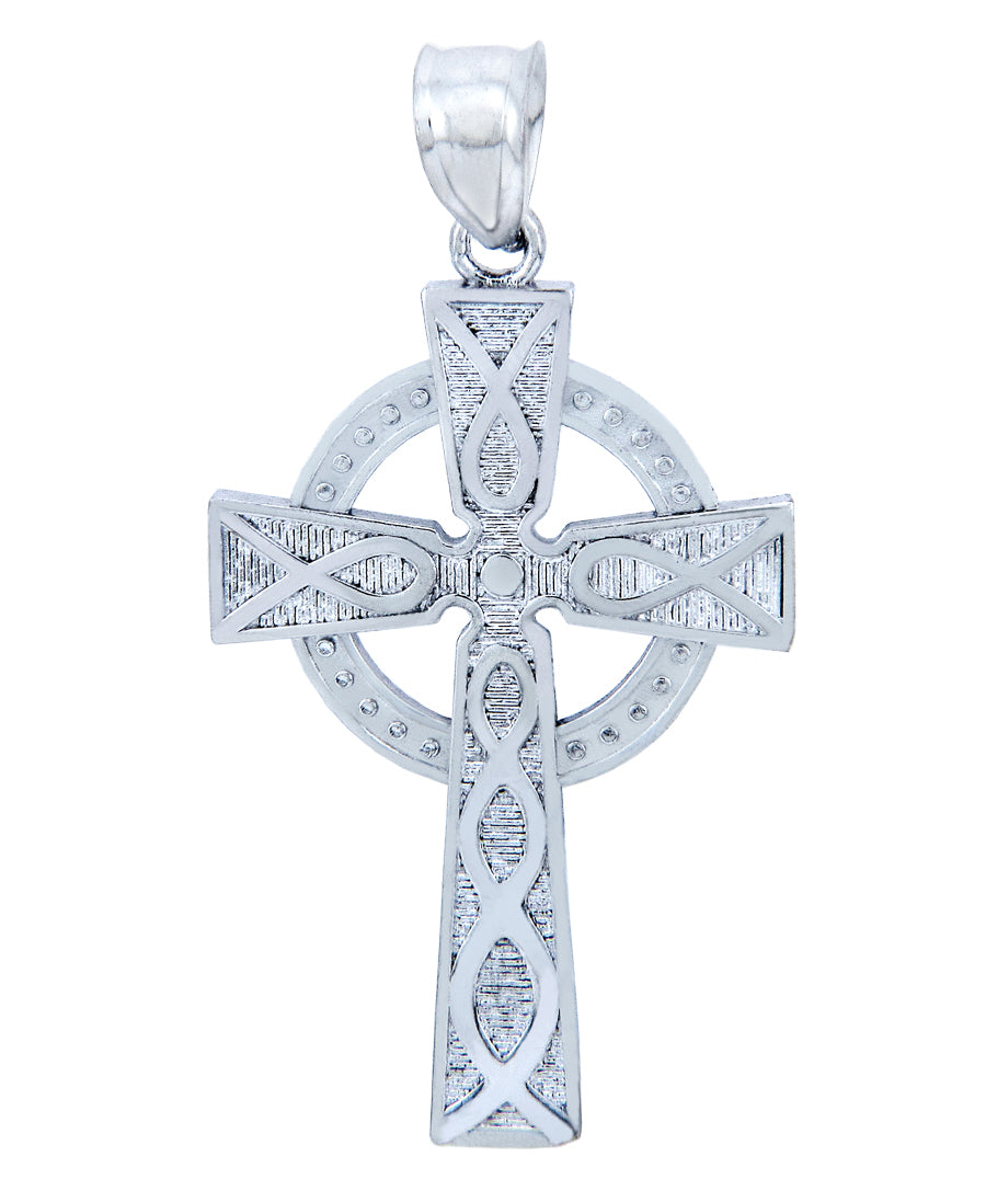 Sterling Silver Trinity Cross Pendant Necklace, view 2
