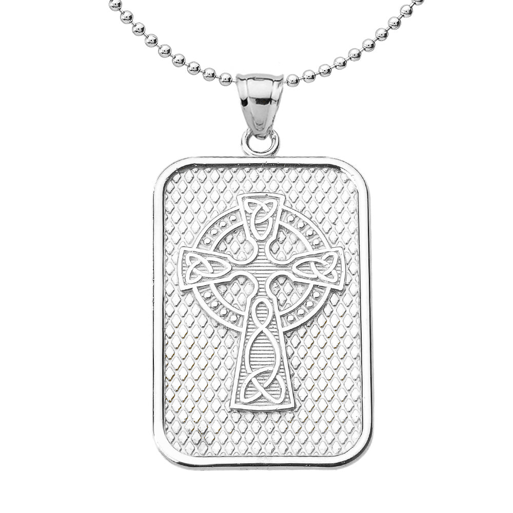 Sterling Silver Trinity Knot Celtic Cross Pendant Necklace