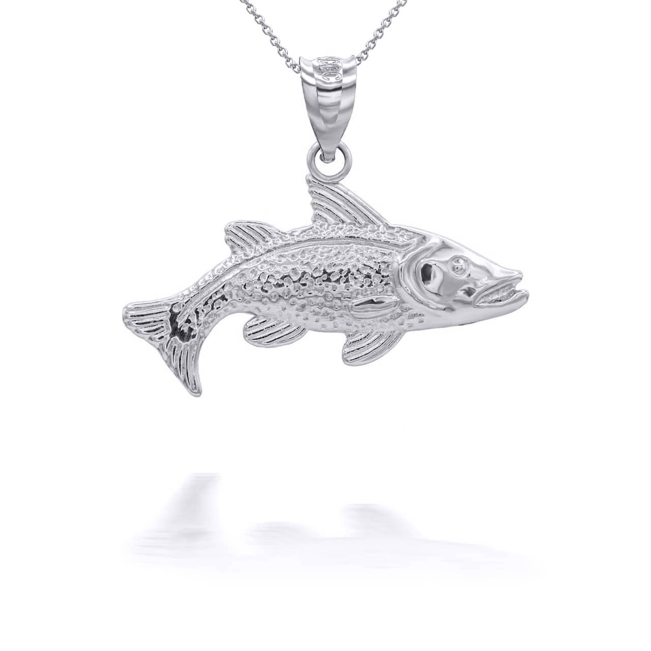 Sterling Silver Trout Fish Pendant Necklace