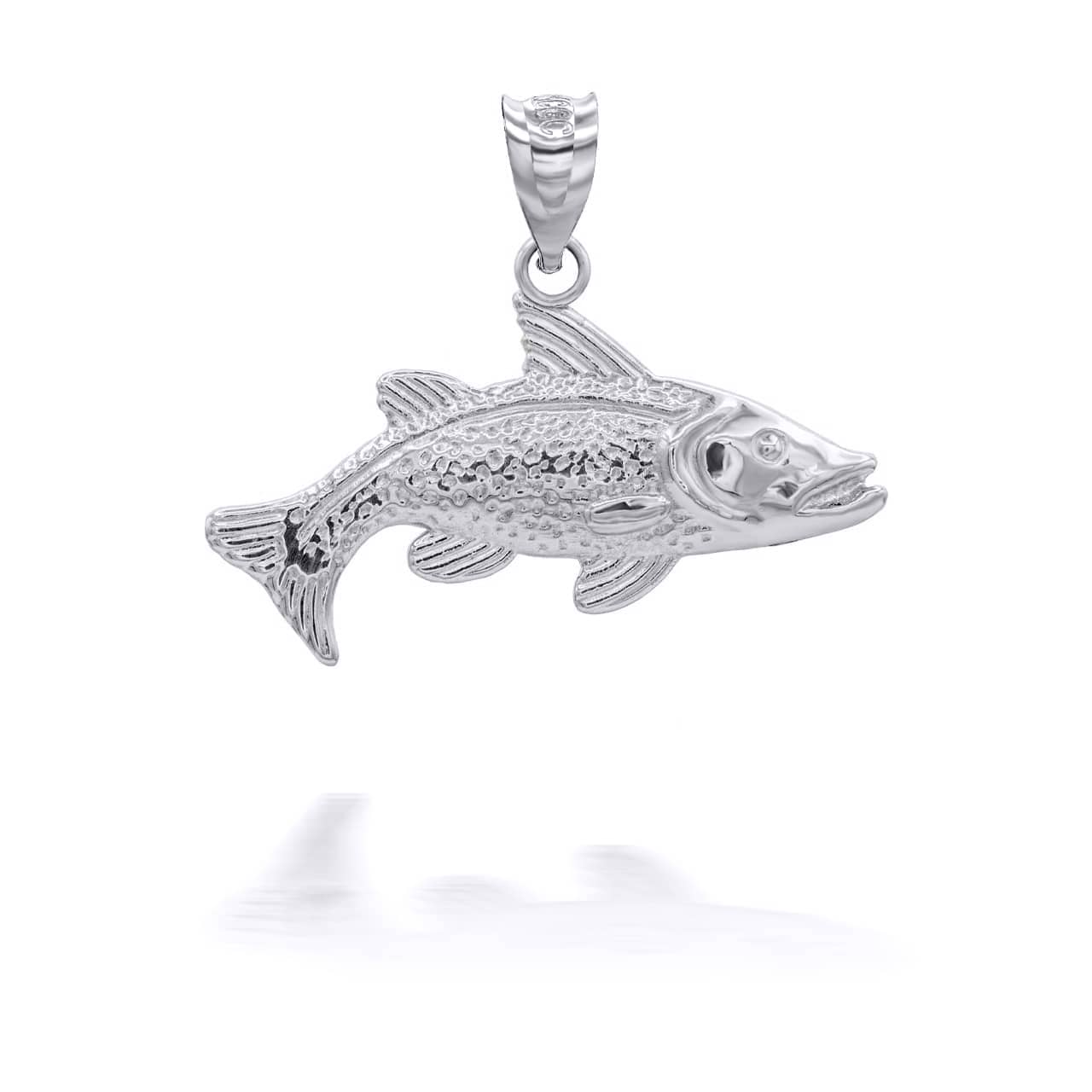 Sterling Silver Trout Fish Pendant Necklace, view 2