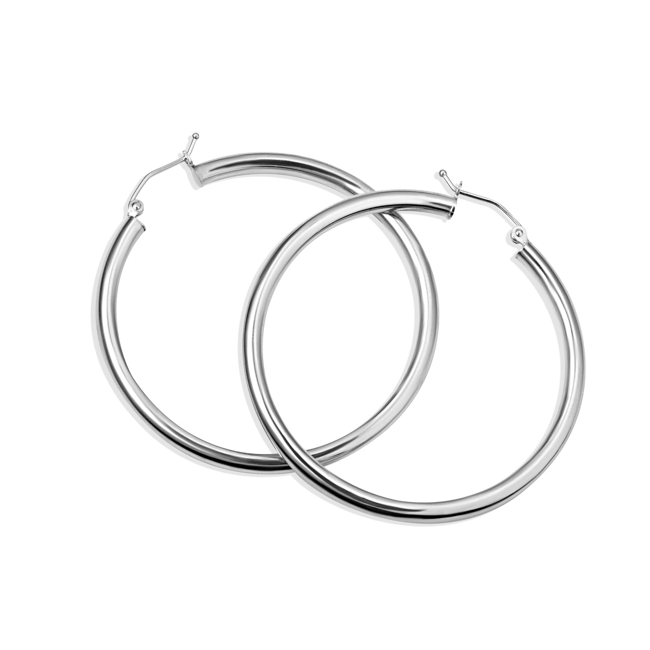 Sterling Silver Tube Hoop Earrings, view 5