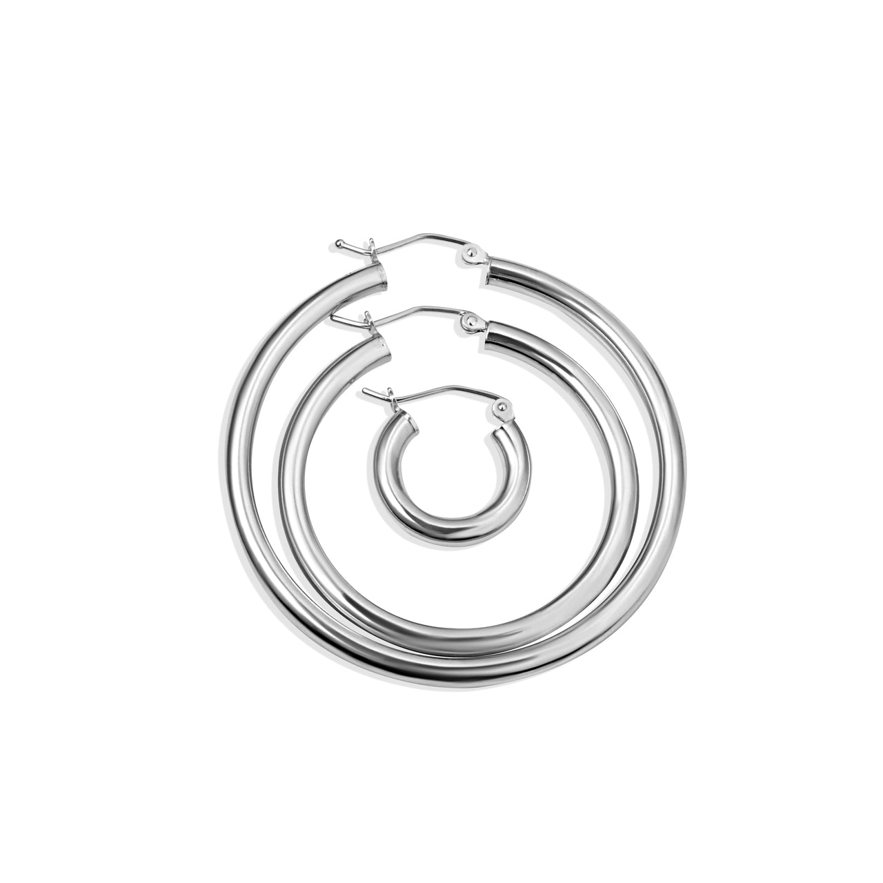 Sterling Silver Tube Hoop Earrings, view 6