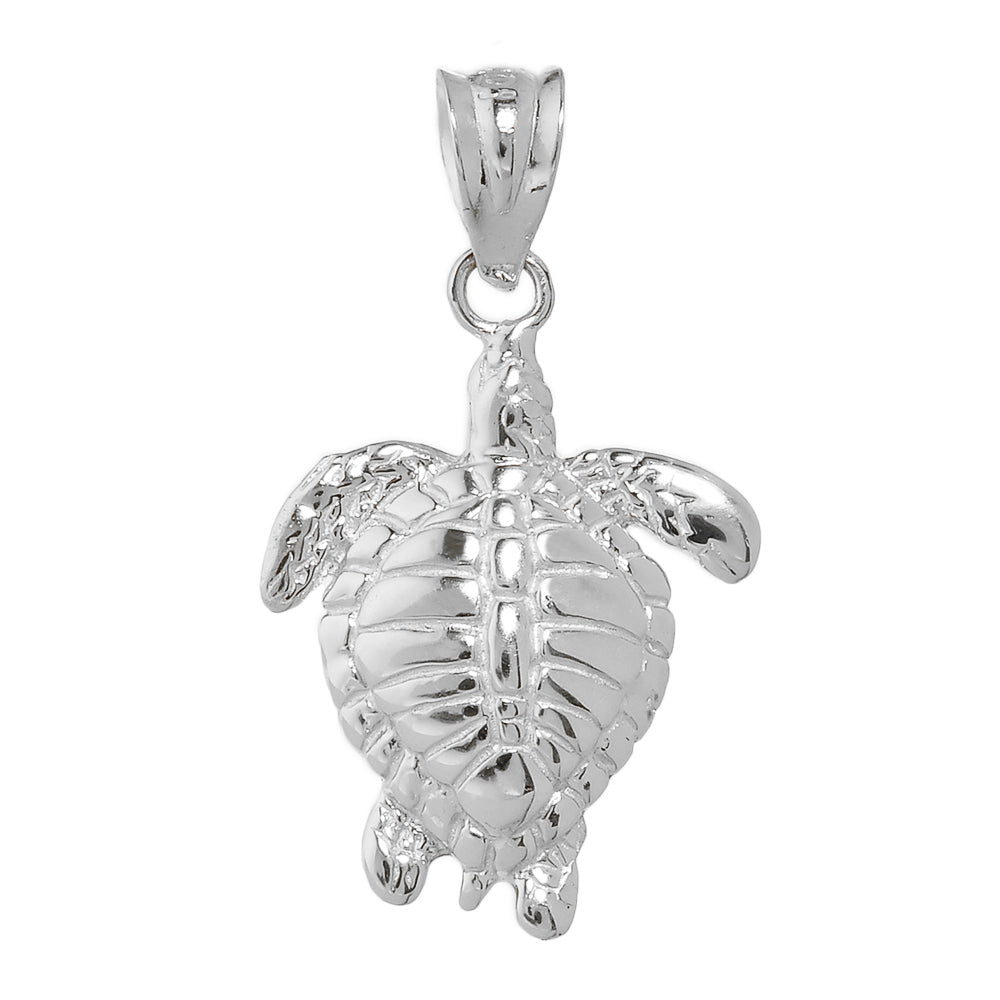 Sterling Silver Turtle Charm Pendant Necklace, view 2
