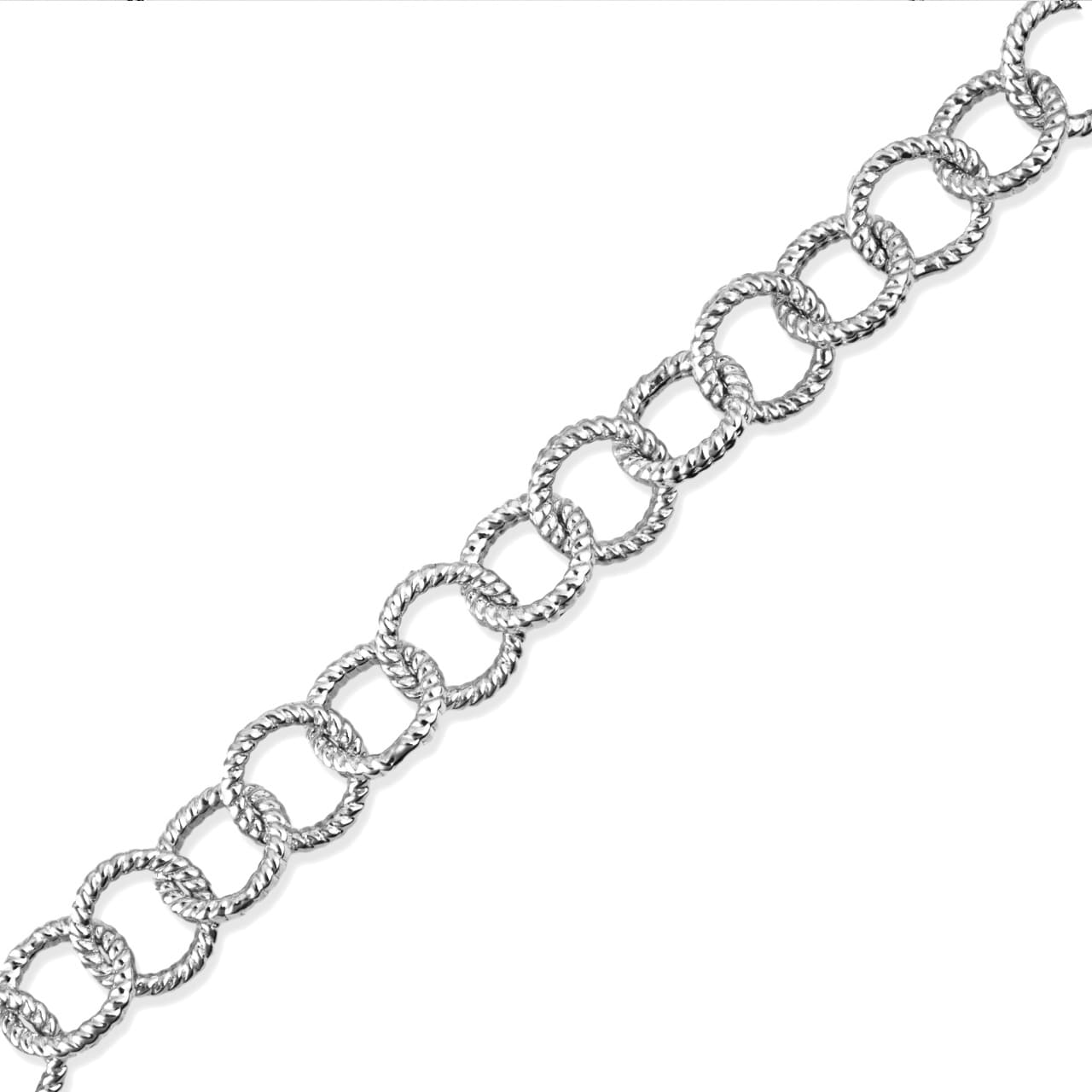 Sterling Silver Twisted Round Rope Chain Link Bracelet