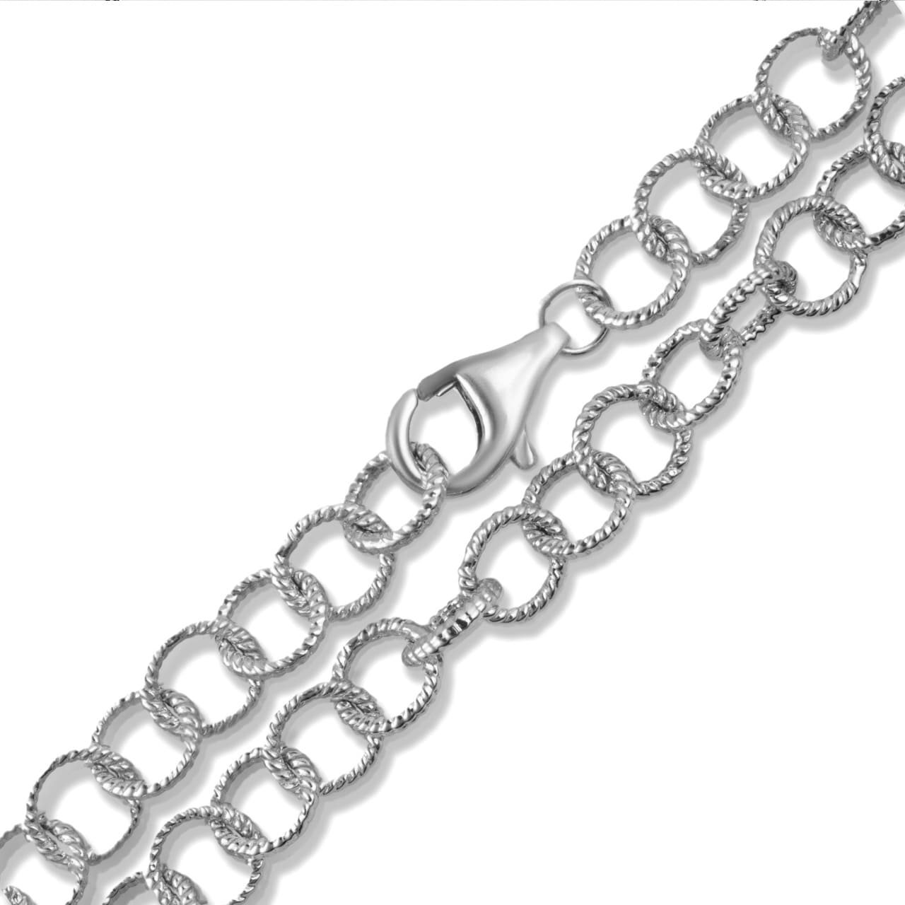 Sterling Silver Twisted Round Rope Chain Link Bracelet, view 4