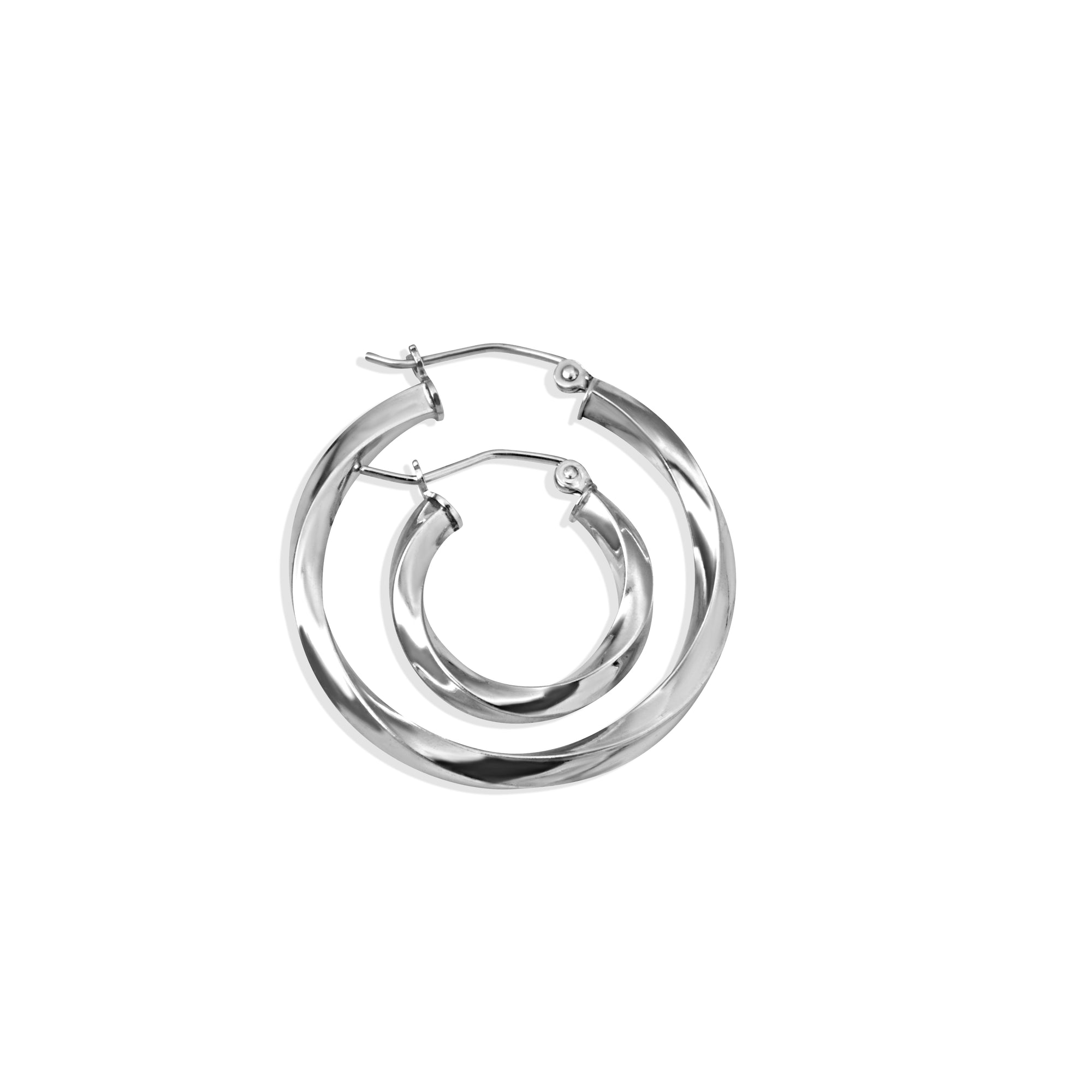 Sterling Silver Twisted Tube Hoop Earrings, view 4