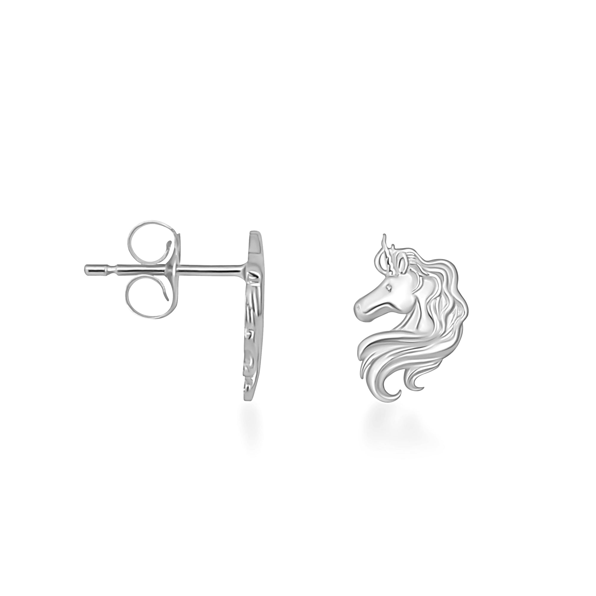 Sterling Silver Unicorn Stud Earrings
