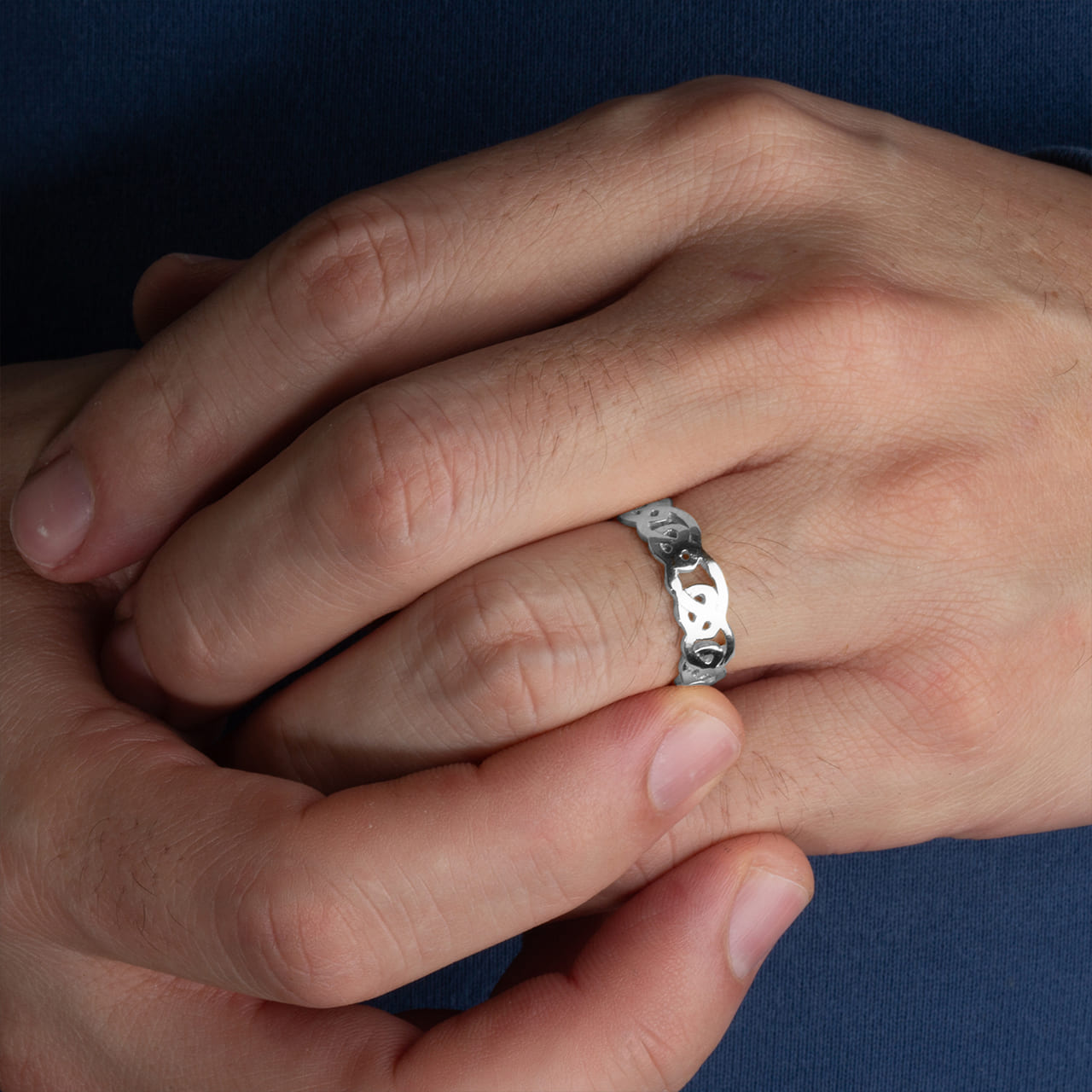 Sterling Silver Unisex Timeless Celtic Trinity Knot Ring, view 2