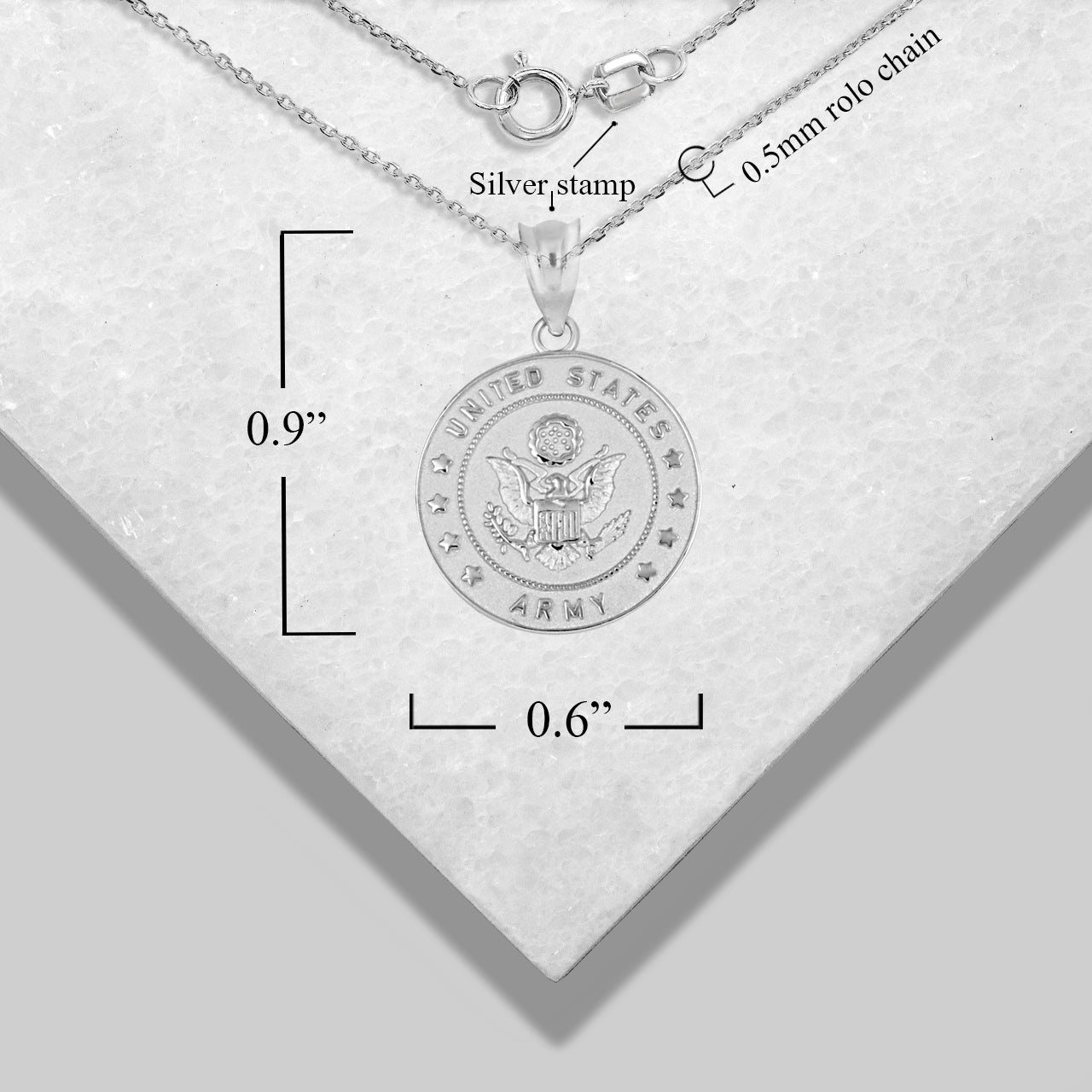 Sterling Silver United States Army Officially Licensed Eagle Emblem Medallion Pendant Necklace, view 4